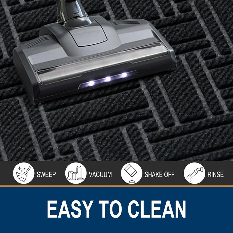 OLANLY Indoor Outdoor Mat, Sturdy Natural Rubber Floor Mat, Non Slip Low Profile Waterproof Doormat, and Stain Front Door Mats, Easy Clean Patio Entrance Mat, 48''x32'', Black - Image 5